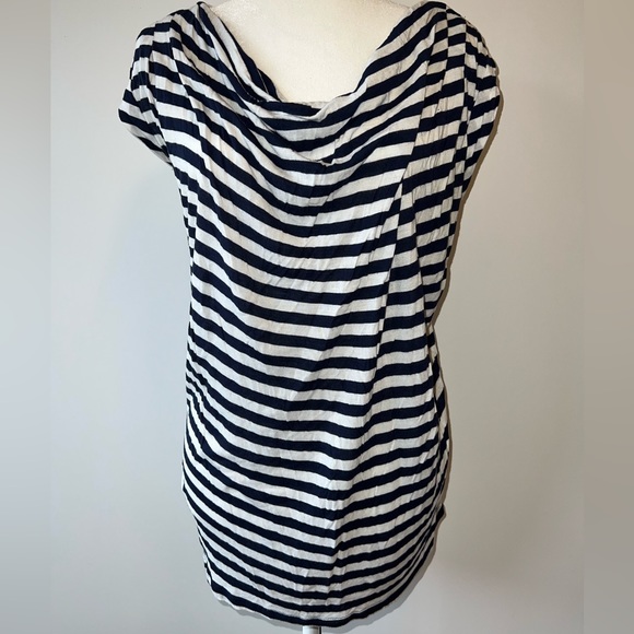 Express size L navy & white striped shirt sleeve tunic - Picture 1 of 2